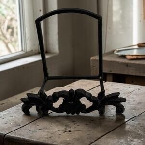 Black Cast Iron Ornate Picture Frame Book Plate Stand